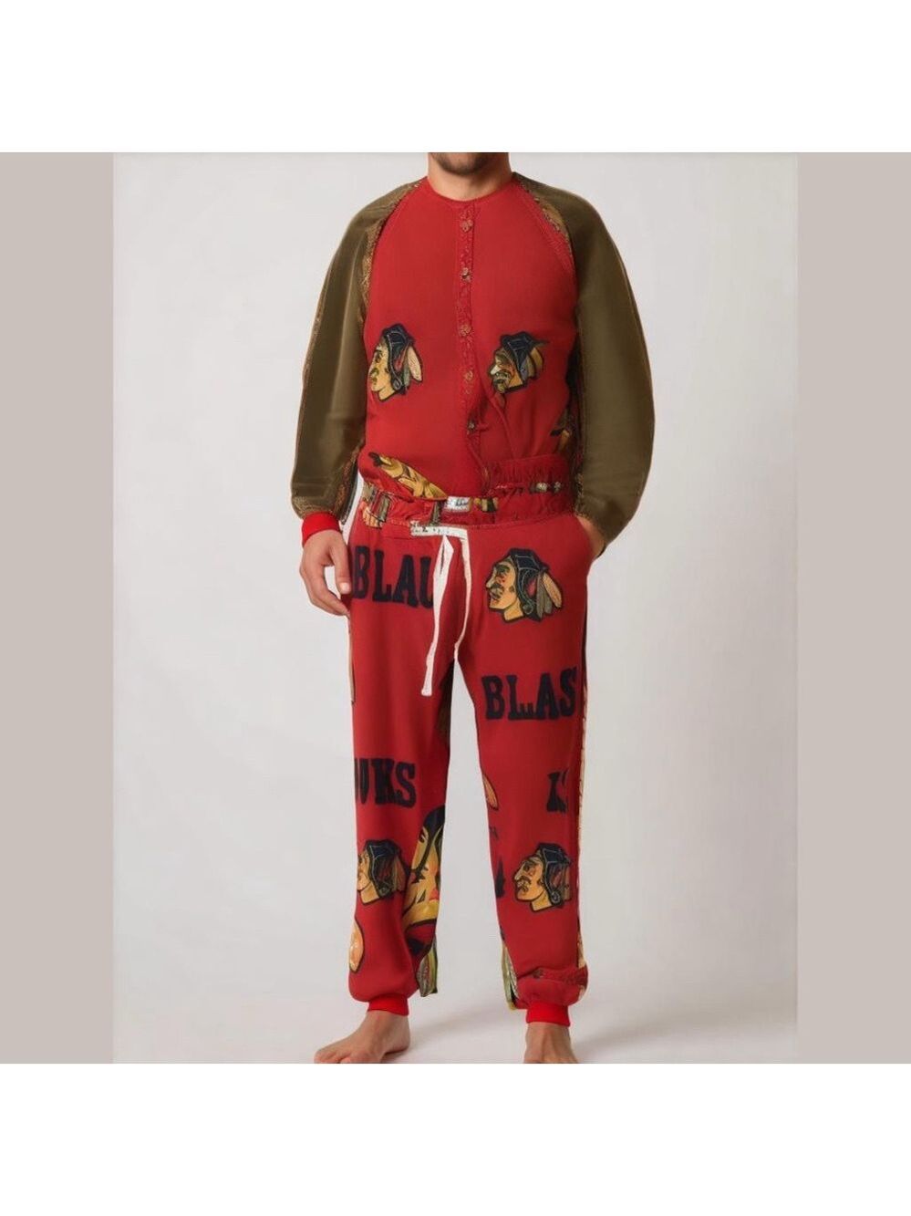Men's Gung Ho Blackhawks Pajama Pants Red Size M